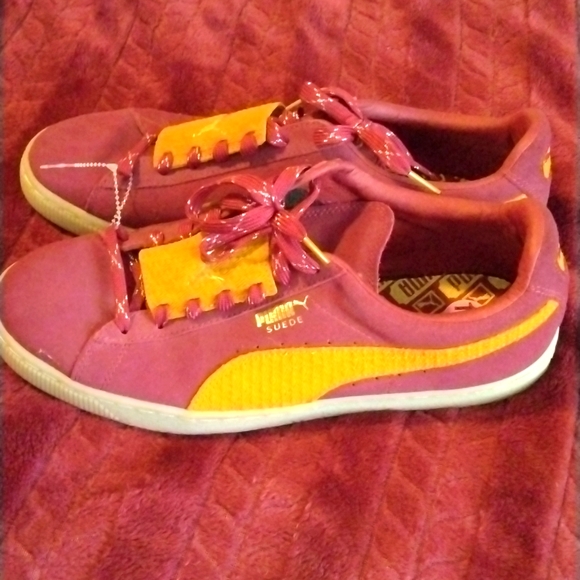 PUMA Suede Triplex Burgundy Maize Yellow Sneakers Mens Size 10 1/2 - Picture 2 of 8